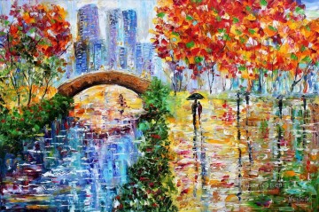 New York Central Park Rain cityscapes Oil Paintings